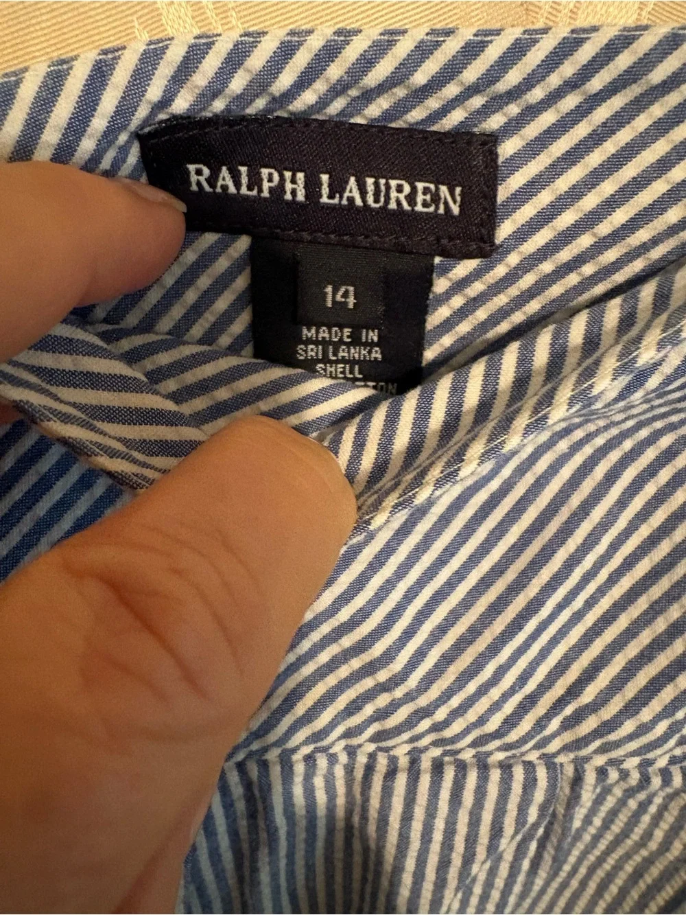 Ralph Lauren skort size 14 blue seersucker worn one season $89 last one